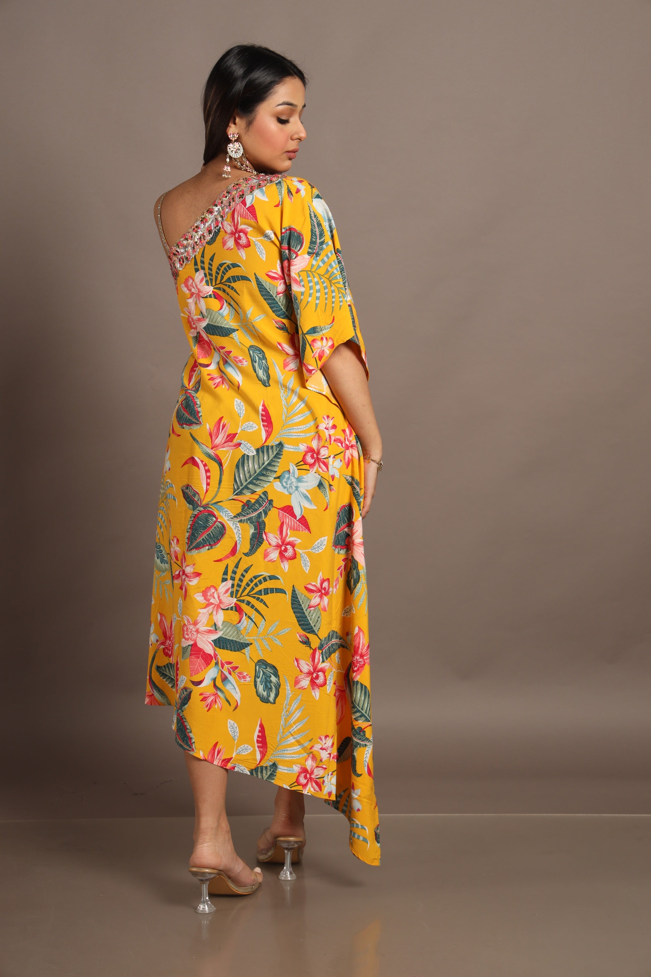 Floral Yellow Kaftan