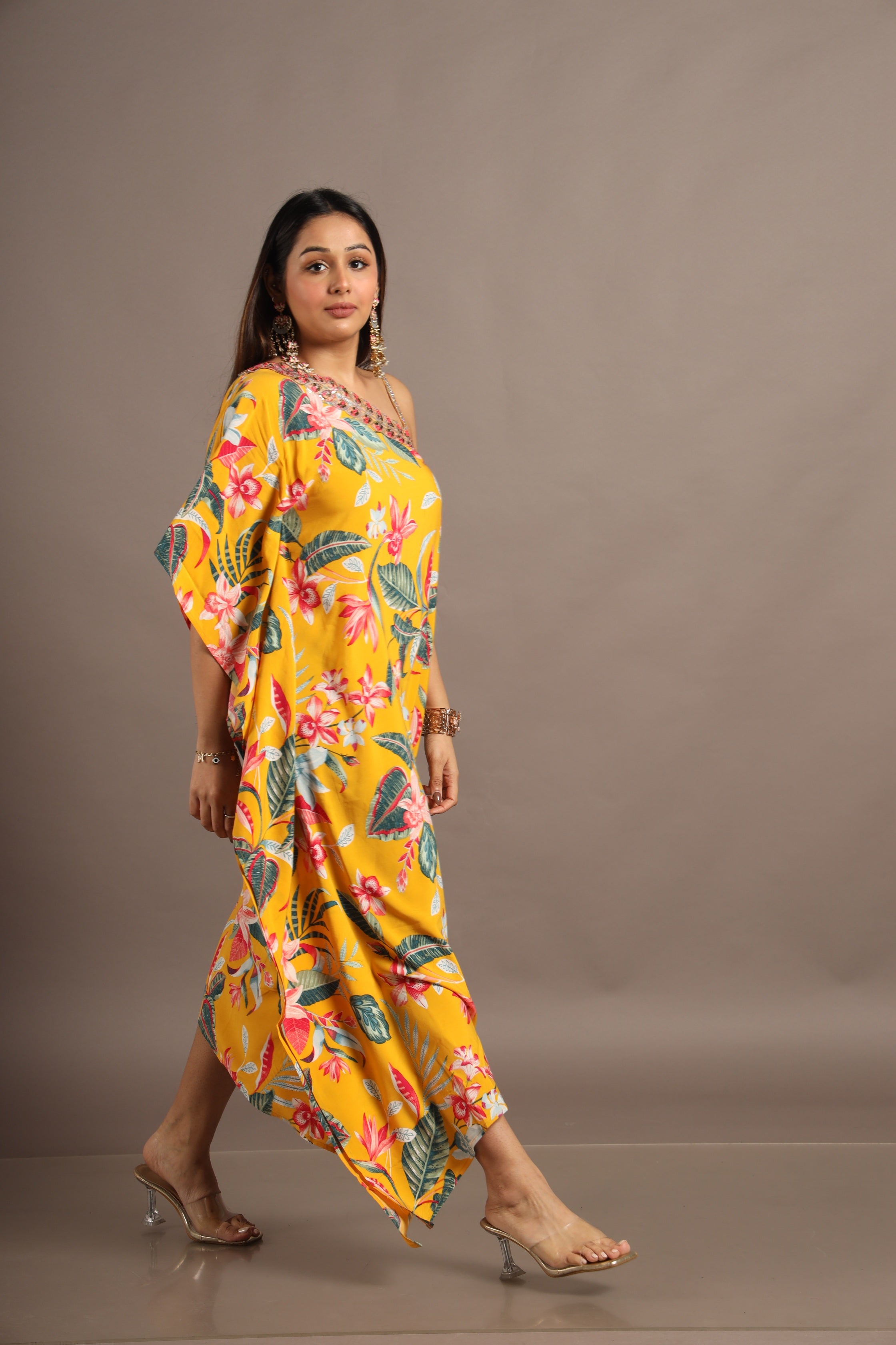Floral Yellow Kaftan