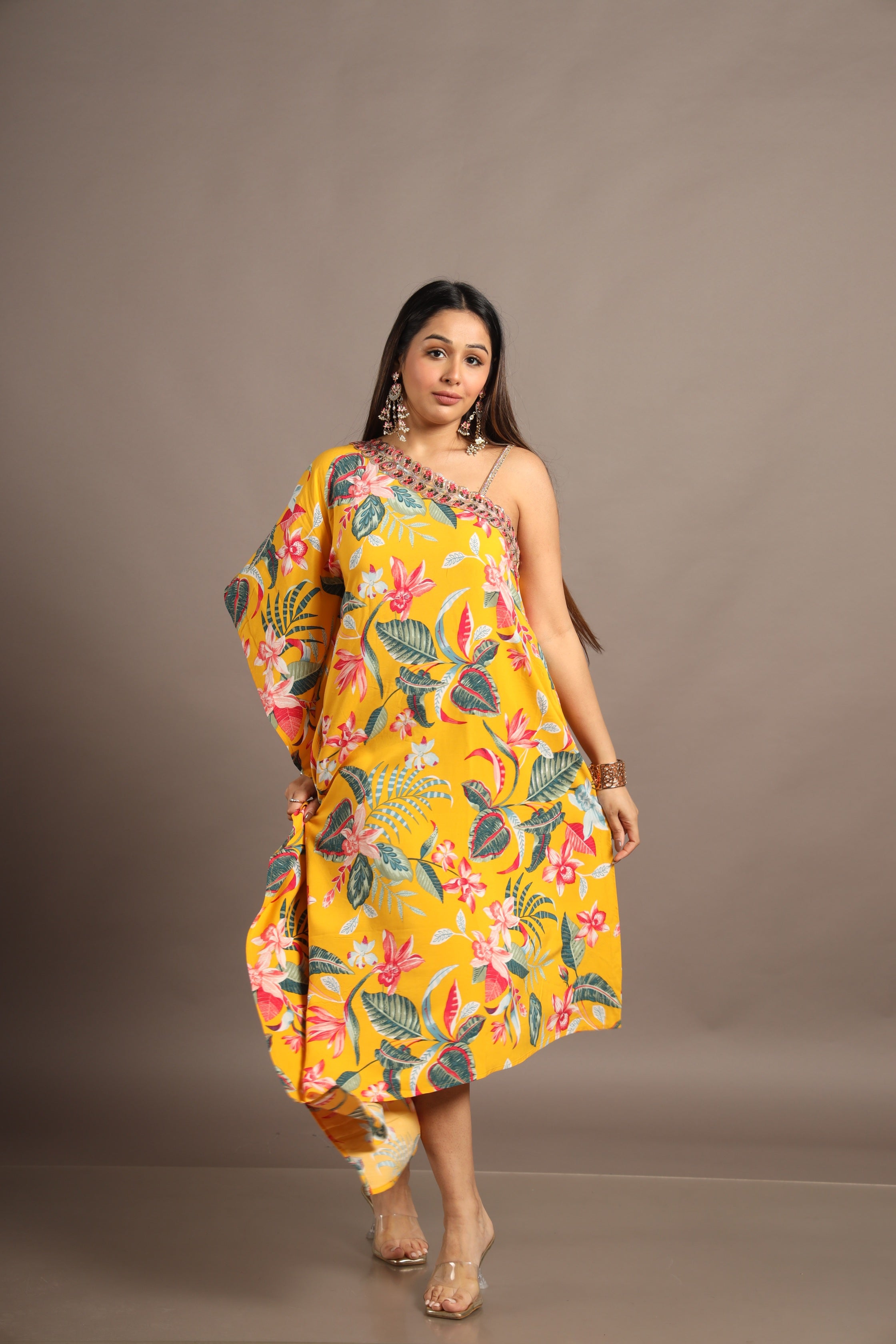 Floral Yellow Kaftan