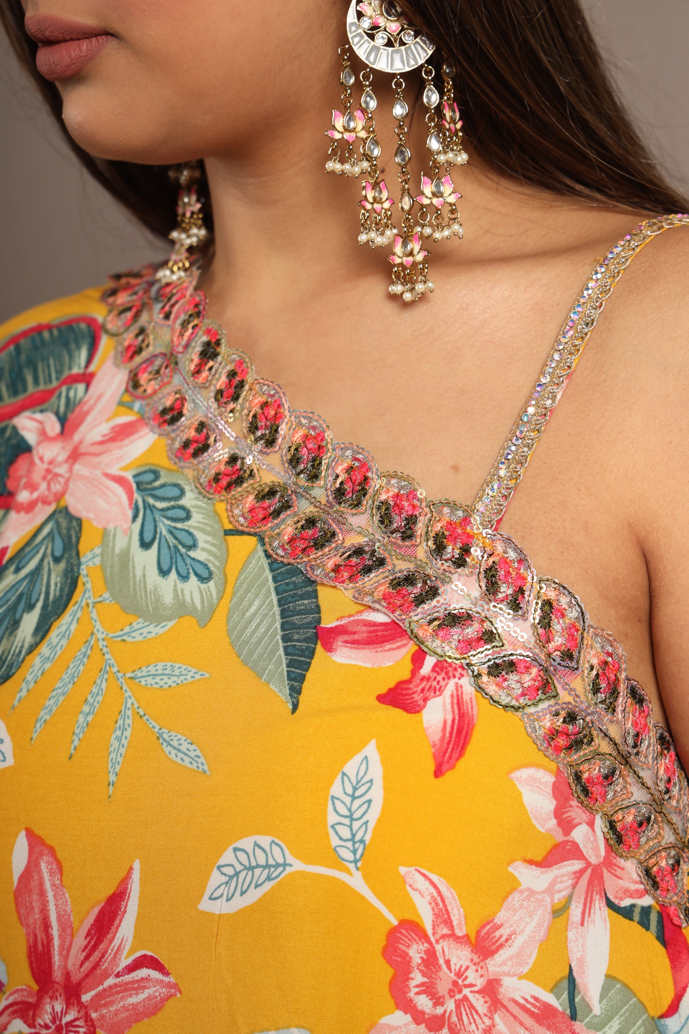 Floral Yellow Kaftan